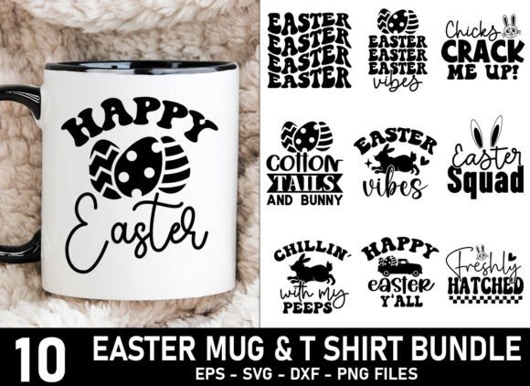 Easter Mug T Shirt Designs, SVG Bundle