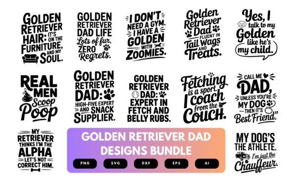 Golden Retriever Dad SVG Bundle