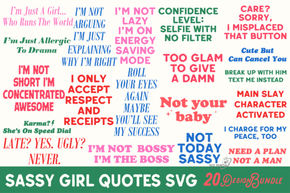 Sassy Girl Quotes SVG Bold Funny Bundle